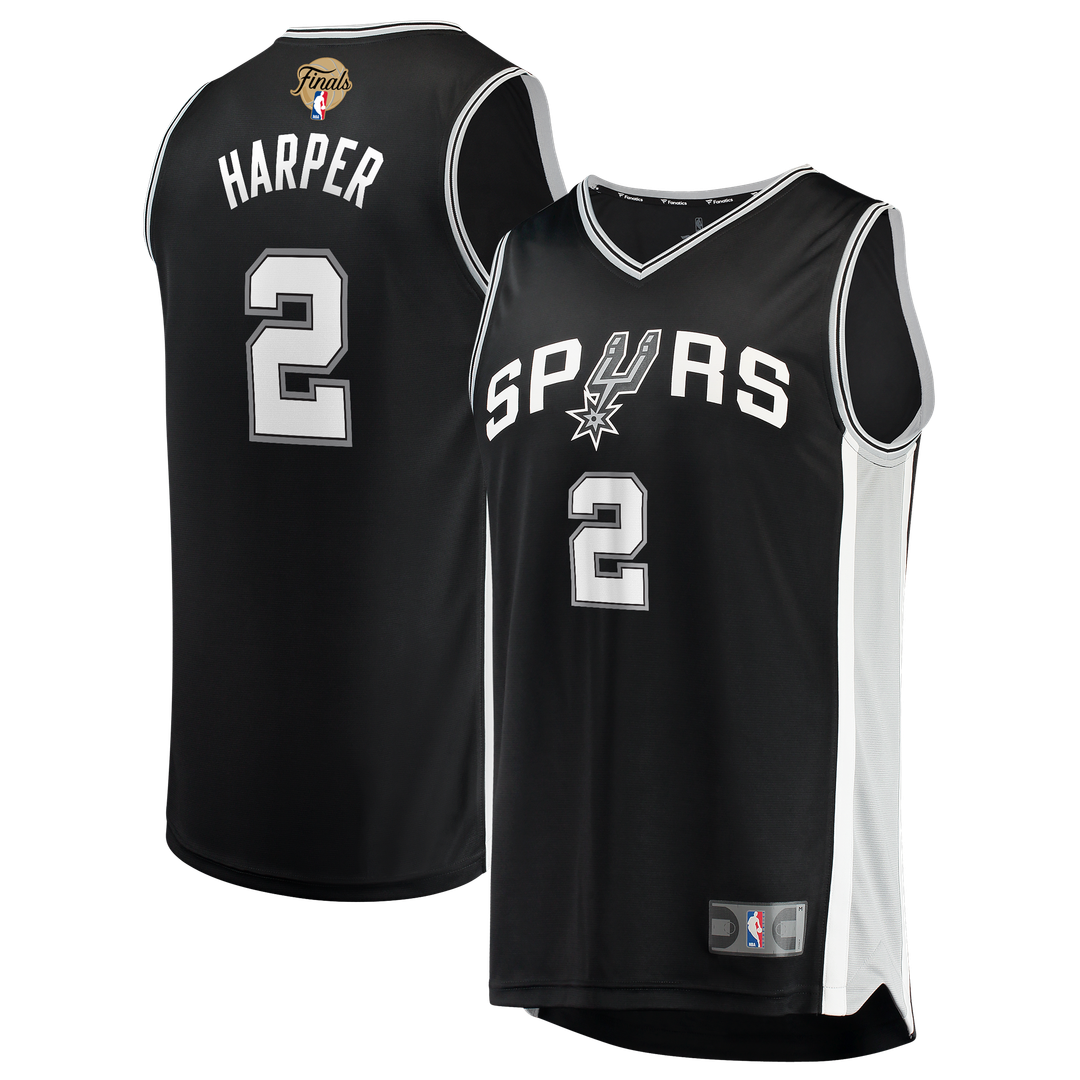 Dylan Harper San Antonio Spurs Fanatics 2026 NBA Finals Patch Fast Break Jersey - Icon Edition - Black