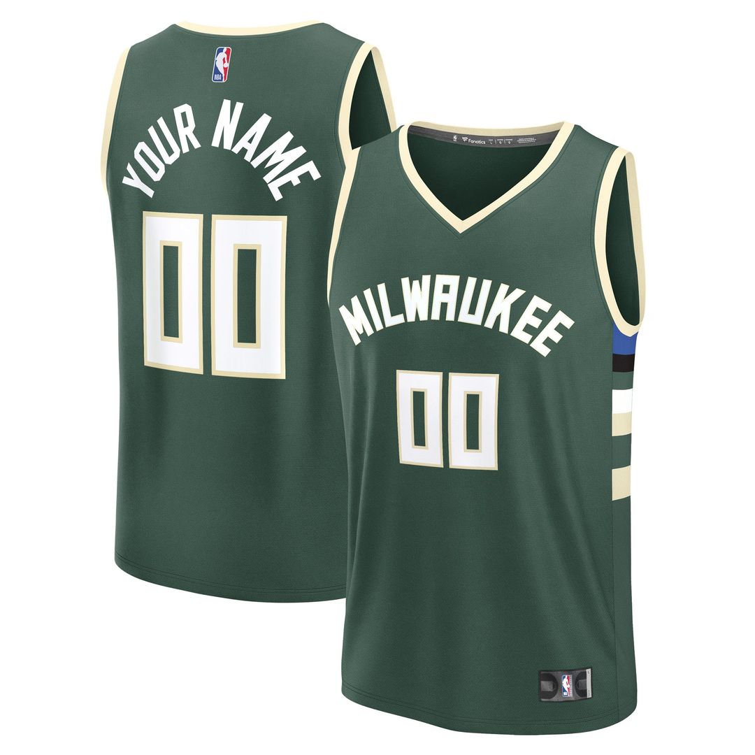 Milwaukee Bucks Fanatics Youth Fast Break Custom Replica Jersey - White  - Association Edition