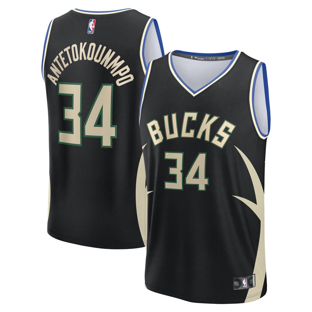 Giannis Antetokounmpo Milwaukee Bucks Fanatics Fast Break Replica Player Jersey - Statement Edition - Black