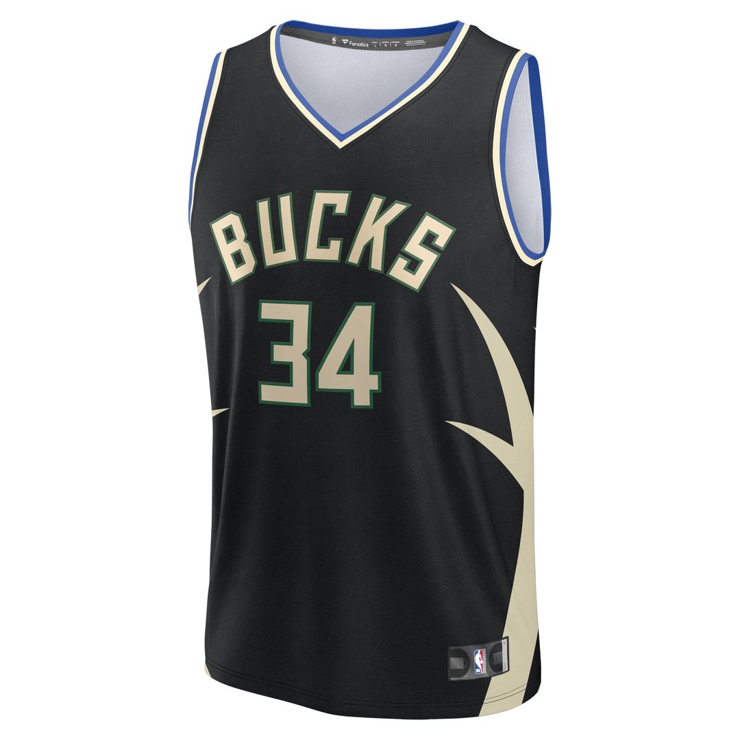 Giannis Antetokounmpo Milwaukee Bucks Fanatics Fast Break Replica Player Jersey - Statement Edition - Black
