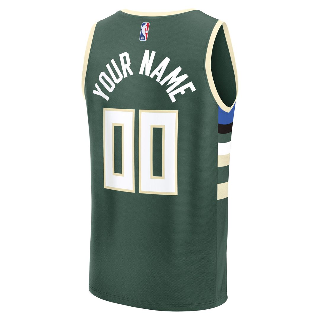 Milwaukee Bucks Fanatics Youth Fast Break Custom Replica Jersey - Black  - Statement Edition