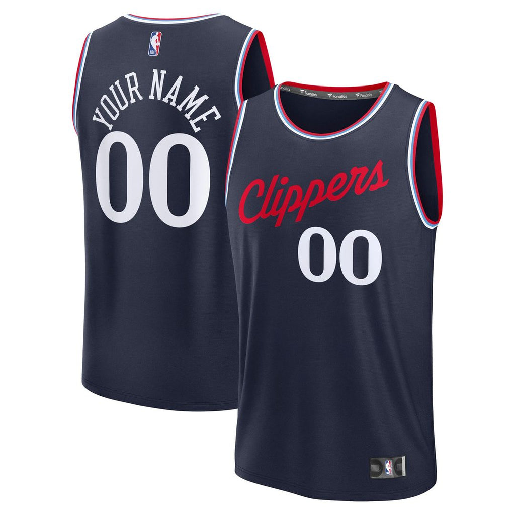 LA Clippers Fanatics Youth Fast Break Custom Replica Jersey - Navy  - Icon Edition