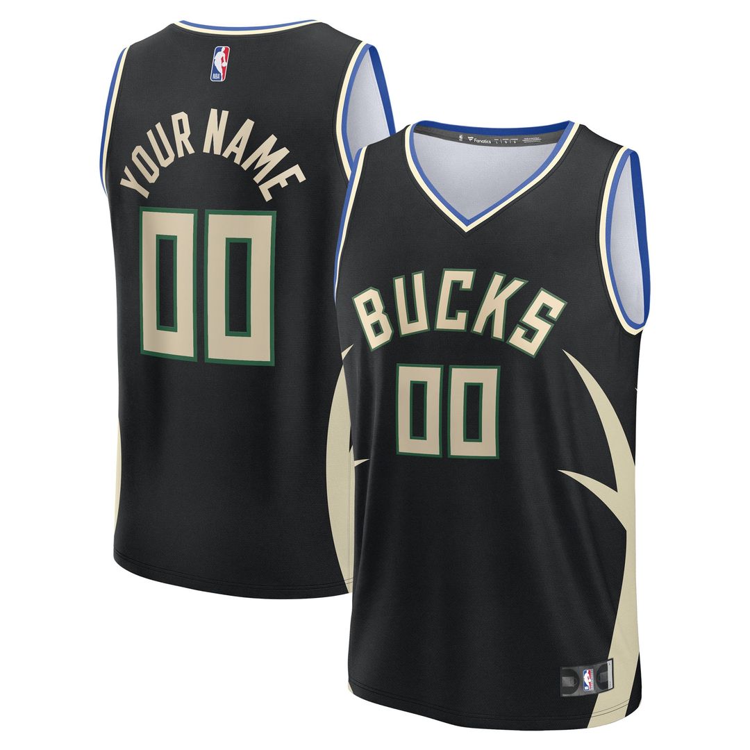 Milwaukee Bucks Fanatics Youth Fast Break Custom Replica Jersey - Green  - Icon Edition
