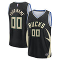 Milwaukee Bucks Fanatics Youth Fast Break Custom Replica Jersey - Black  - Statement Edition