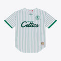Boston Celtics Mitchell & Ness Head Coach Pinstripe Mesh Full-Button Baseball Jersey - White