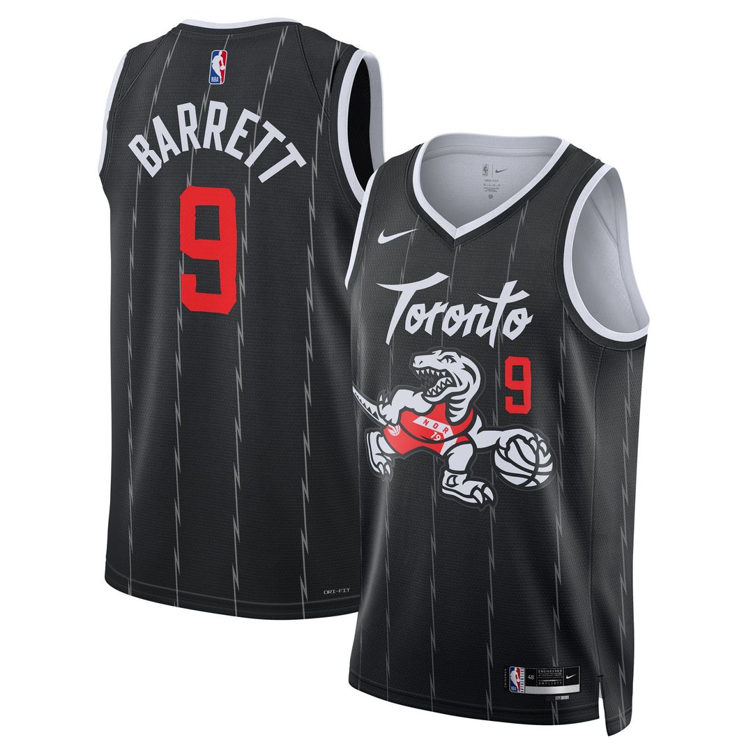 RJ Barrett Toronto Raptors Nike Unisex 2025/26 Swingman Jersey - Black - City Edition