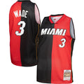 Dwyane Wade Miami Heat Mitchell & Ness Big & Tall Hardwood Classics 2005/06 Split Swingman Jersey - Black/Red