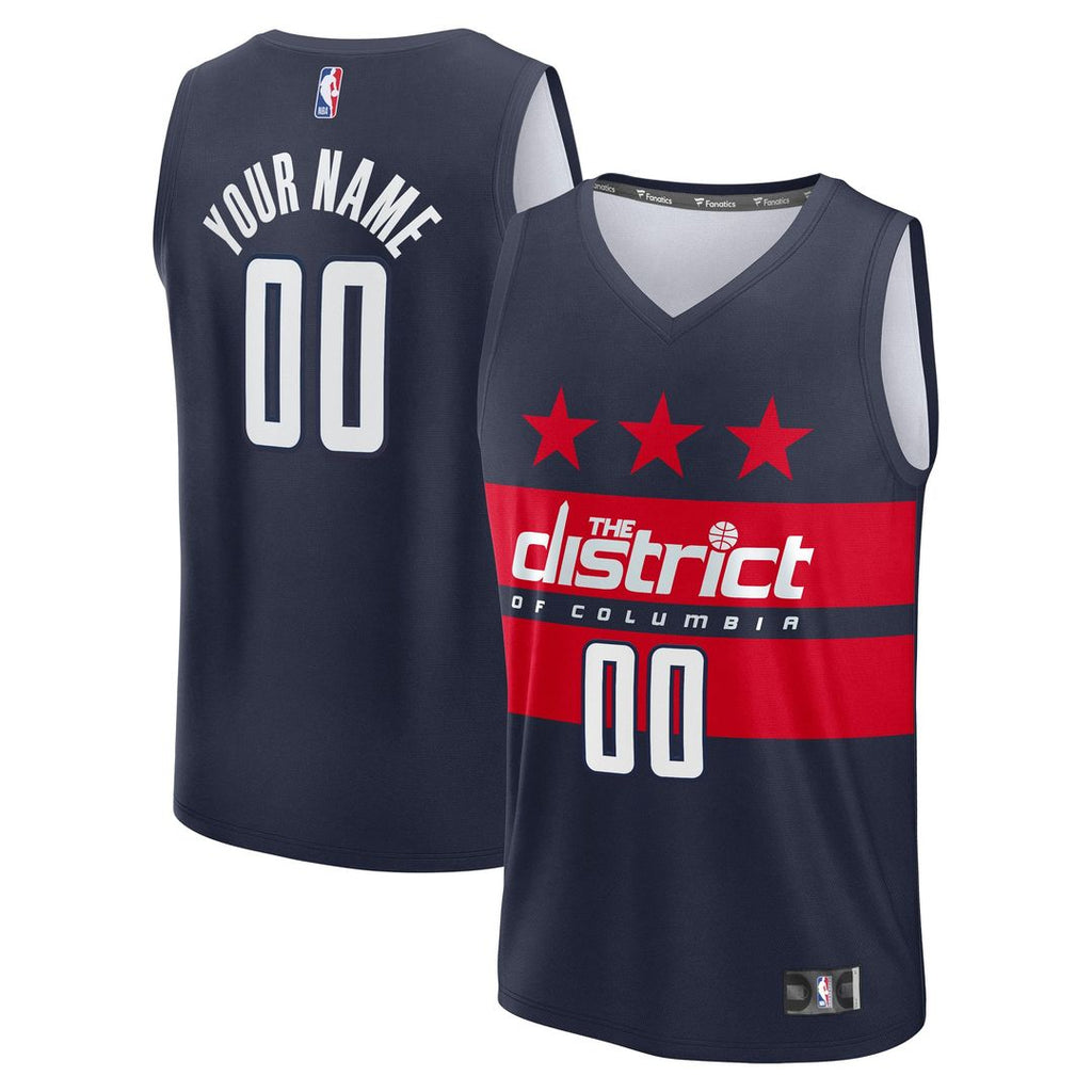 Washington Wizards Fanatics Youth Fast Break Custom Replica Jersey - Navy  - Statement Edition