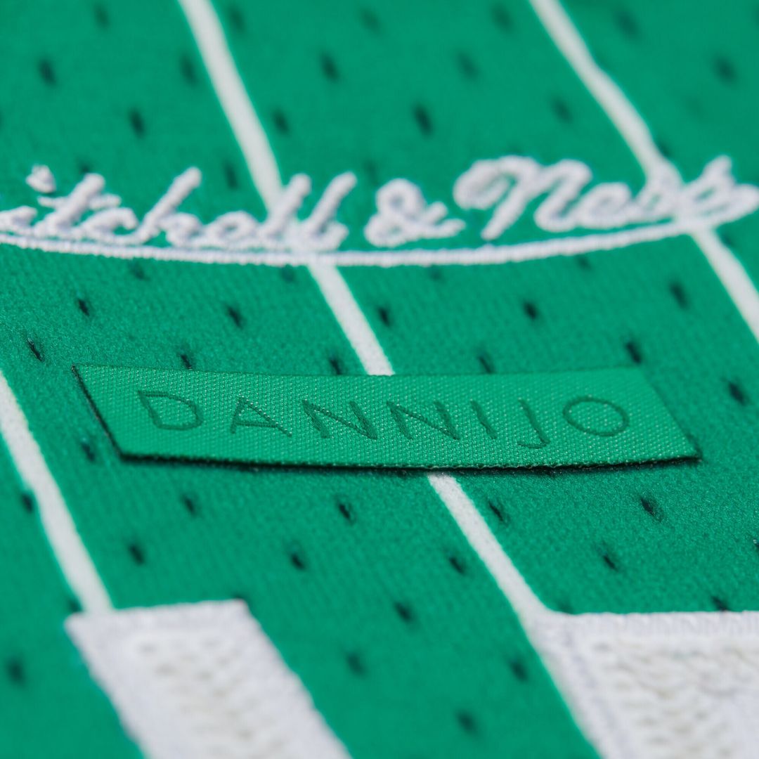 Larry Bird Boston Celtics Mitchell & Ness x DANNIJO Women's Fashion Cropped Basketball Jersey - Kelly Green