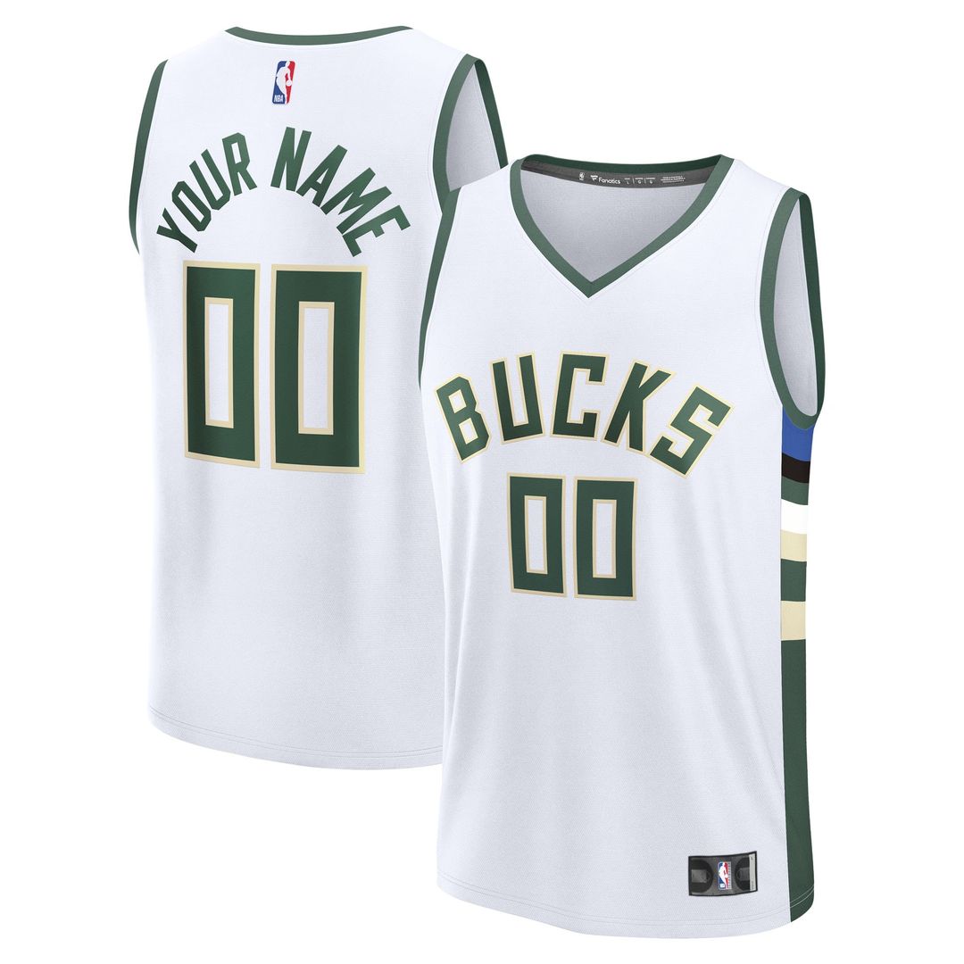 Milwaukee Bucks Fanatics Youth Fast Break Custom Replica Jersey - Green  - Icon Edition