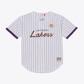 Los Angeles Lakers Mitchell & Ness Head Coach Pinstripe Mesh Full-Button Baseball Jersey - White