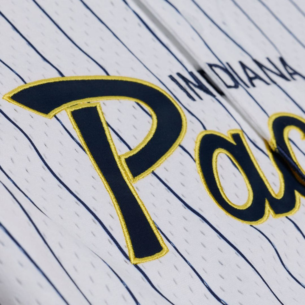 Indiana Pacers Mitchell & Ness Head Coach Pinstripe Mesh Full-Button Baseball Jersey - White