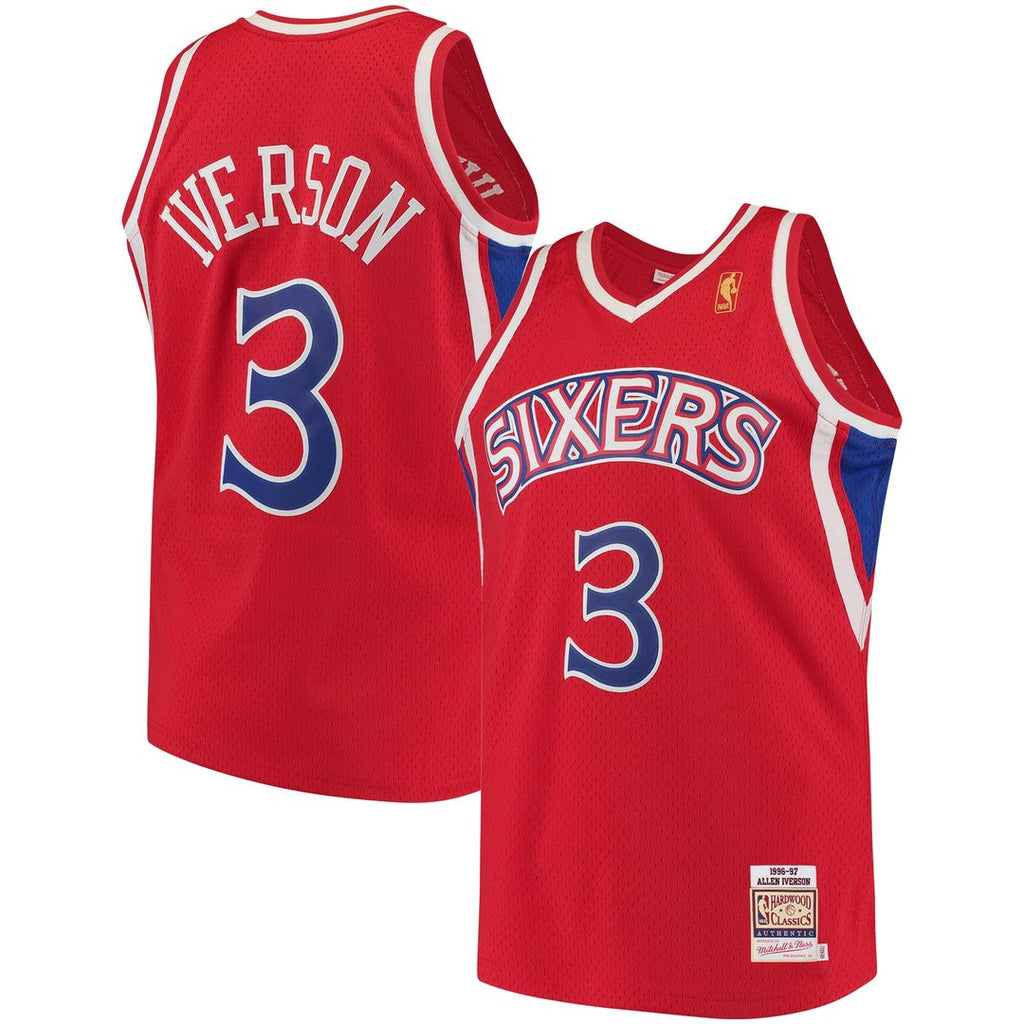 Allen Iverson Philadelphia 76ers Mitchell & Ness 1996/97 Hardwood Classics Authentic Jersey - Red