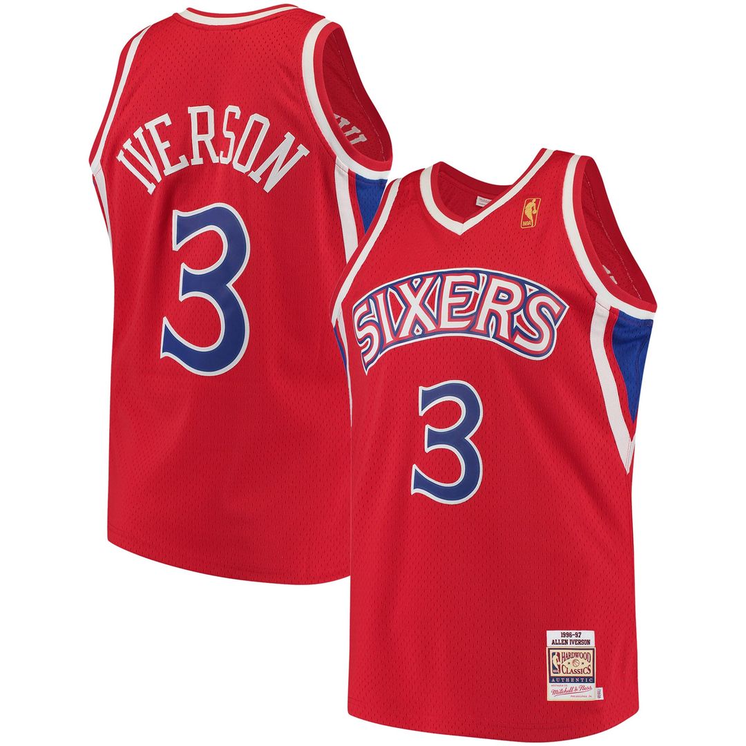 Allen Iverson Philadelphia 76ers Mitchell & Ness 1996/97 Hardwood Classics Authentic Jersey - Red